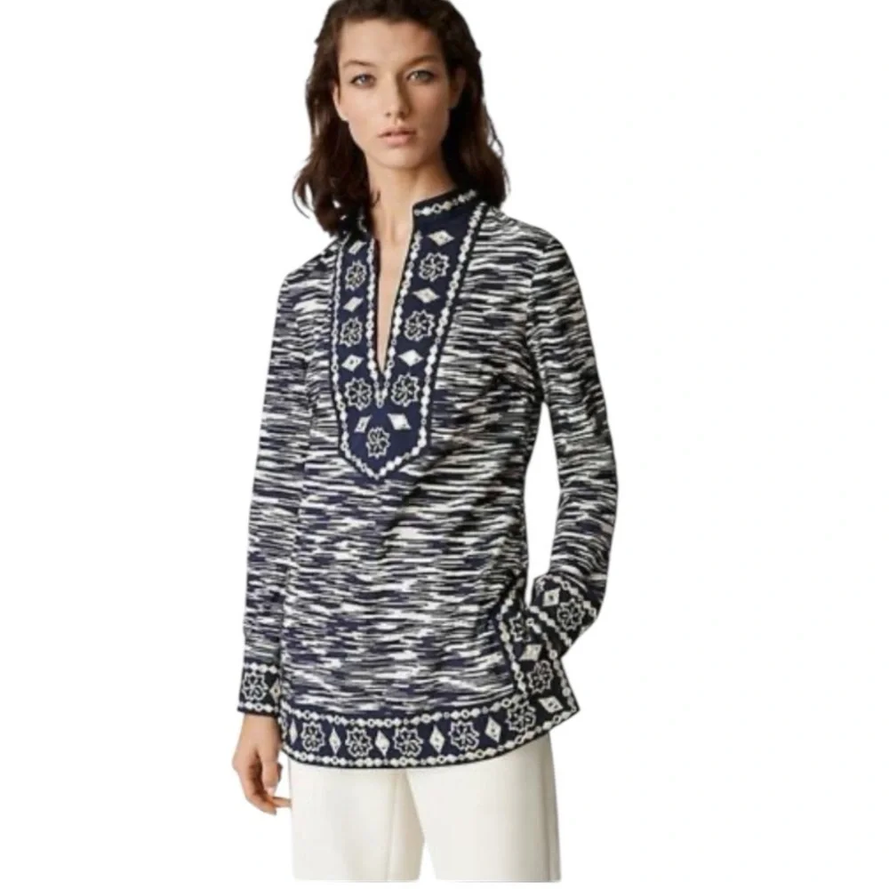 NWT Tory Burch Women’s‎ Space Dye Embellished Shisha Mirror Tunic Luxe Classic